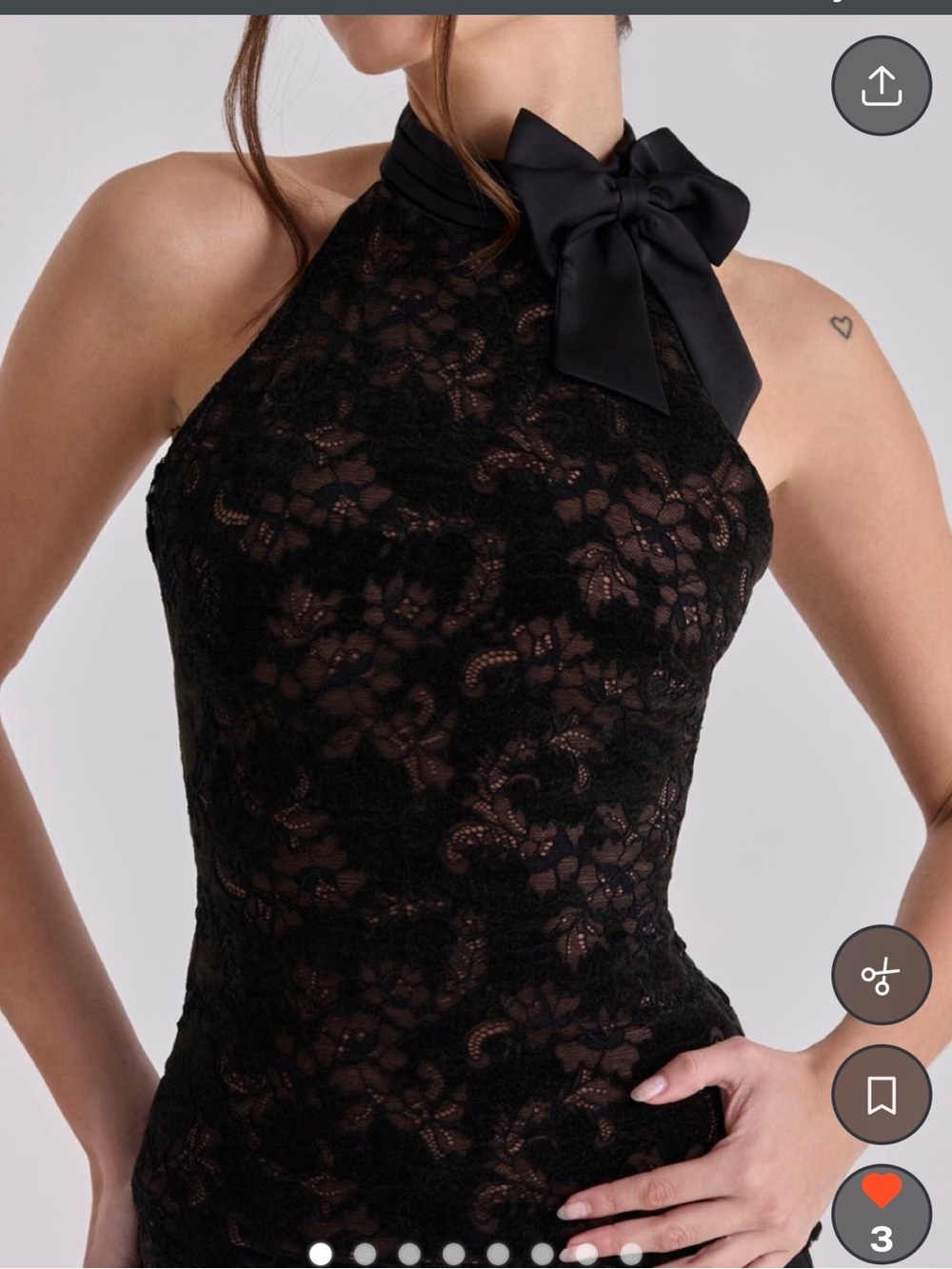 House of CB Black One-Shoulder Lace Dress with Satin Bow